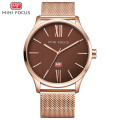 MINI FOCUS 0018 G Fashion Male Clock Simple Dial Quartz Wrist Watch NEW Gold Men Watches Brand Mens Quartz Watches